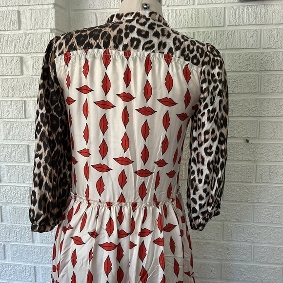 LA PRESTIC OUISTON- Flore kiss print with leopard print silk maxi dress - Picture 4 of 10